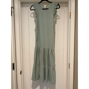 Greenish blue ruffle dress
